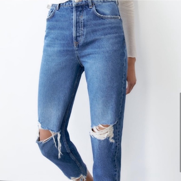 Zara Ripped Mom Fit Jeans - Picture 6 of 7